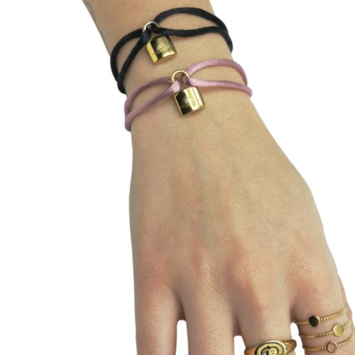 Pulsera ELIE Negro en Acero Dorado