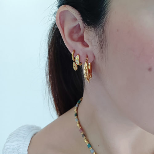 Pendiente Aro Suelto con Estrellas y Circonitas Miley Oro