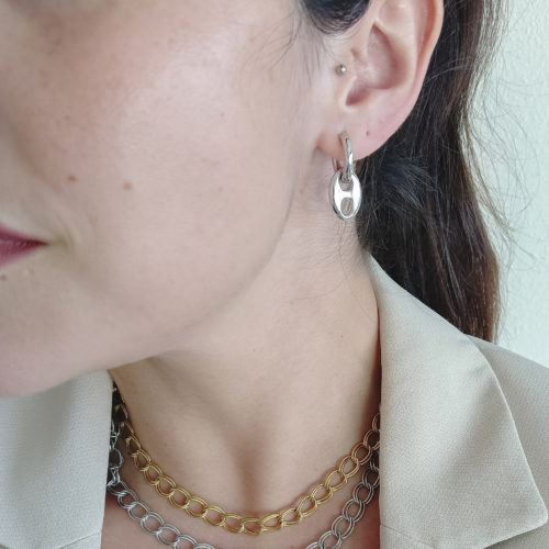 Pendientes de aro en acero con grano de café Sophie