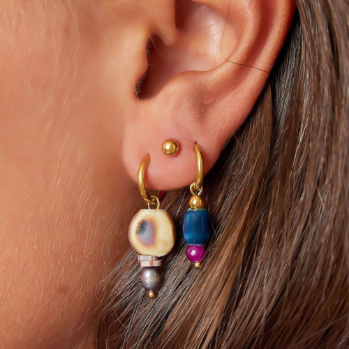 Pendientes Daniela acero dorado con piedra azul