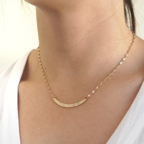Collar Suzie Acero Quirúrgico Dorado Cadena y Sonrisa con Circonitas