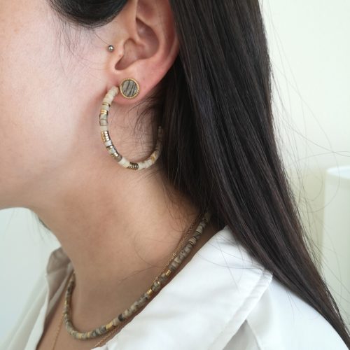 Pendientes mujer acero quirurgico dorado Beca y Jaspe Paisaje
