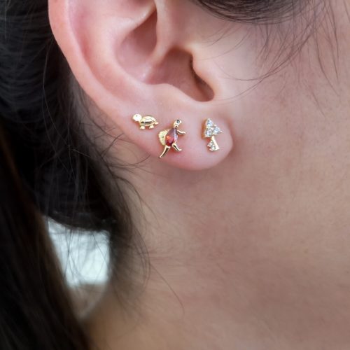 Pendientes en Plata de Ley Martina Oro Diseño de Llave con Circonitas