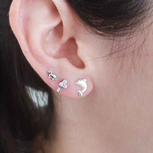 Pendientes en Plata de Ley Martina Diseño Llave con Circonitas