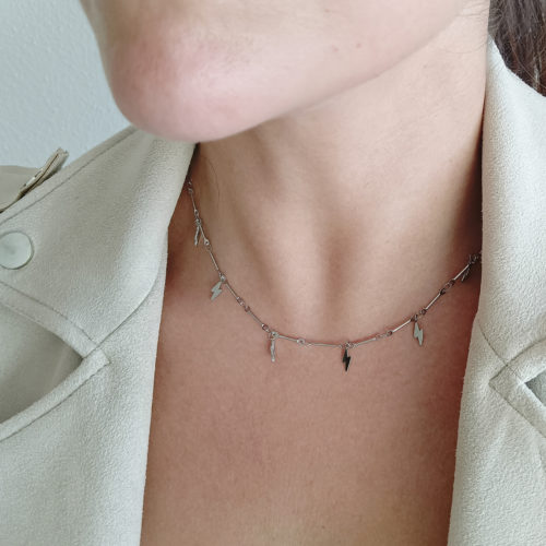 Collar Miranda de Acero Quirúrgico Cadena y Rayos