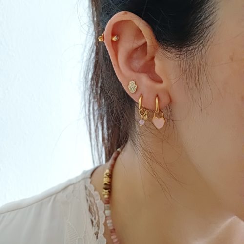 Pendiente Suelto para Mujer Mano de Fátima o Hamsa Acero Dorado