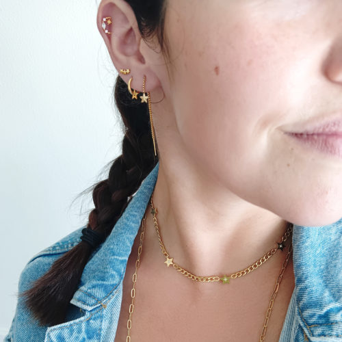 Pendientes largos originales Evolet acero quirurgico dorados para mujer