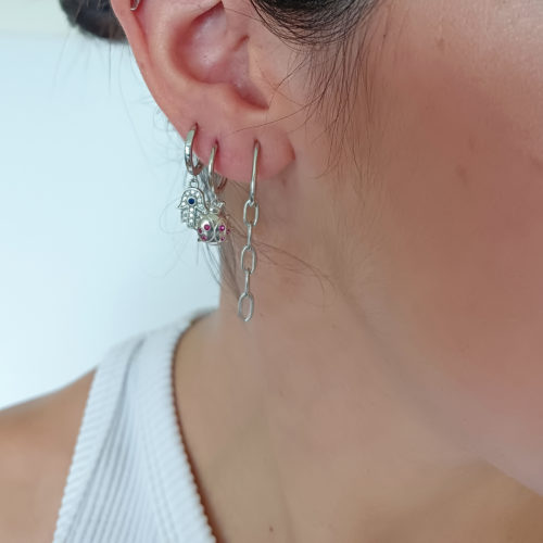 Pendientes de Plata de Ley Bimba con Eslabones
