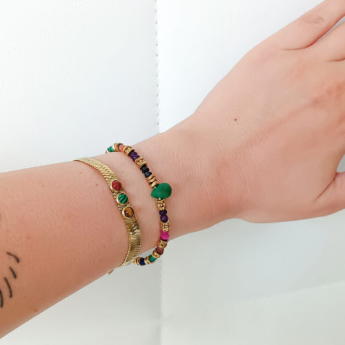 Pulsera para mujer de acero dorado Yuna piedra natural