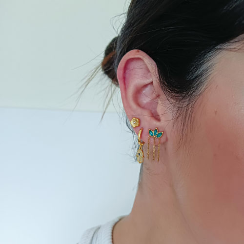 Pendiente Suelto para Mujer de Acero Dorado Noa con Circonitas