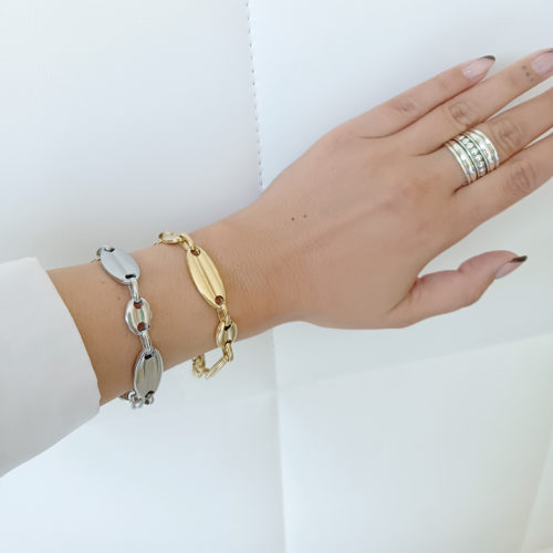 Pulsera de Acero Dorado Vita Eslabones Largos