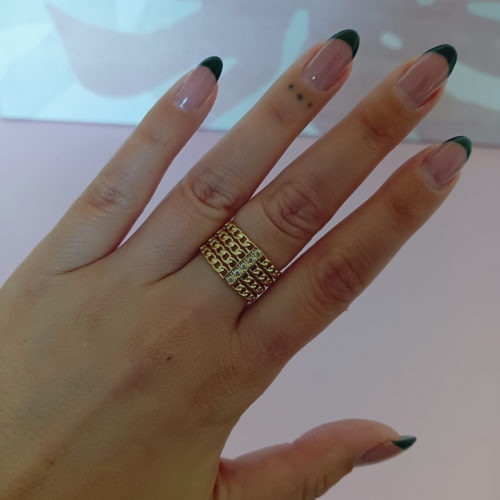 Anillo Gisele Ajustable de Acero Dorado Cuatro Cadenas
