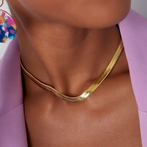 Collar MAITANE Acero Quirúrgico Dorado Cadena Plana Trenzada
