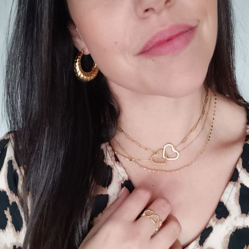 Collar Sherezade de Acero Quirúrgico Dorado Corazones
