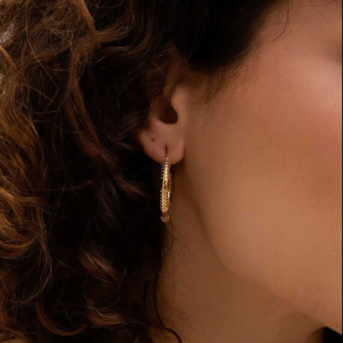 Pendientes de Aro Acero Dorado con Grabados Mila
