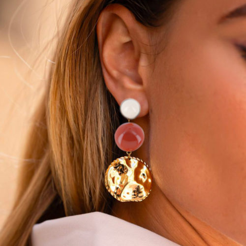 Pendientes Marlene de Acero Quirúrgico Dorado y Acetato